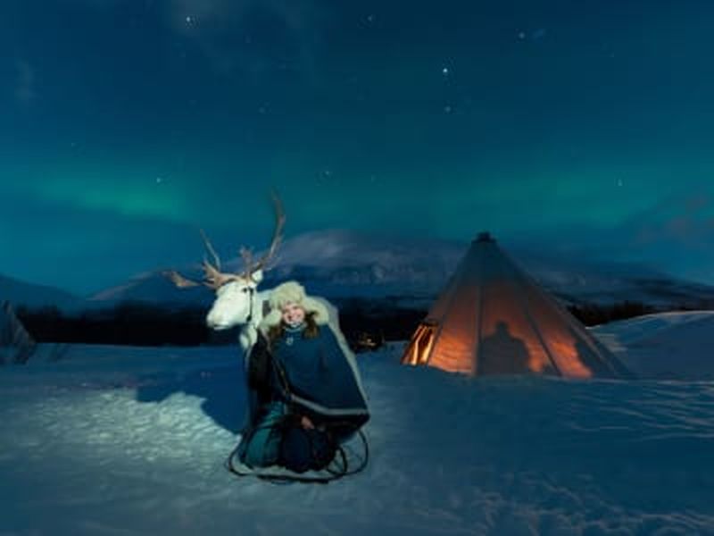 Aurore boréale Expérience culturelle samie et visite des rennes depuis Tromsø