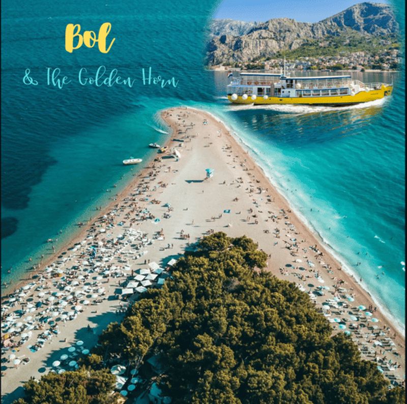 Au départ d'Omiš : excursion en bateau à Bol et à la plage de la Corne d'Or avec déjeuner