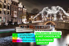 Amsterdam : croisière chauffée Light Festival + chocolat chaud + collation
