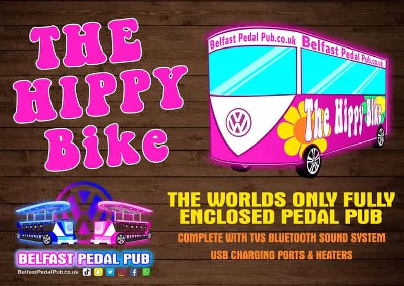 Vélo de fête rose entièrement fermé autour de Belfast