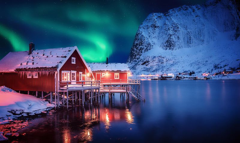 Observation des aurores boréales aux îles Lofoten